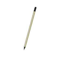 A single gold-coloured pencil with a sharpened tip and a black end. It has a logo near the top.