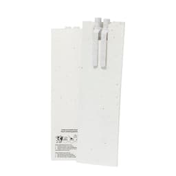 A rectangular white writing set with three pens, featuring a subtle speckled design and a logo.