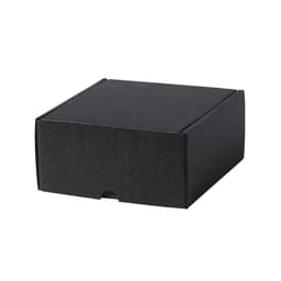 A black gift box with a foldable design, featuring a small opening on the front for easy access.