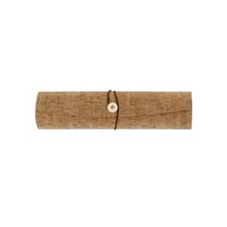 A cork-patterned roll-up gift set with a button closure, featuring a natural earthy tone.
