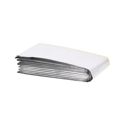 A folded product with a white paper cover and metallic clips, showcasing its layered structure.