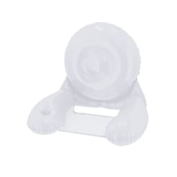 A white inflatable armchair with a circular back and armrests, featuring a cut-out handle.