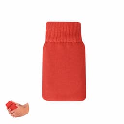 A red hand warmer with a textured sleeve, designed to fit comfortably in the hand.