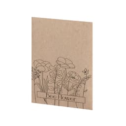 A brown paper packet featuring a floral illustration with the text "Bee Flower." It has a simple, natural design.
