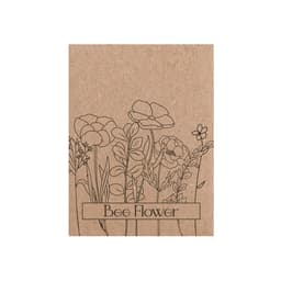 A craft paper envelope featuring an illustration of various flowers, labelled "Bee Flower" at the bottom.