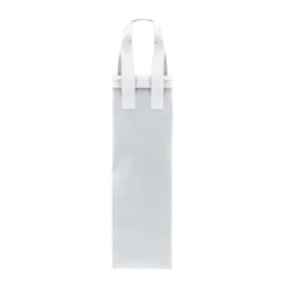 A white cooler bag with two handles, featuring a simple design and space for a drink bottle.