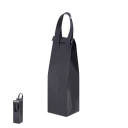 A black cooler bag with a sleek design and handles, suitable for carrying bottles or drinks.