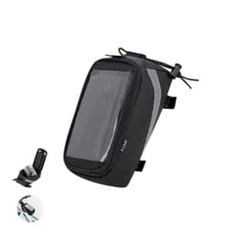 A black Nebrer Bag with a clear front pocket, featuring a zipper and reflective accents. It includes a logo.