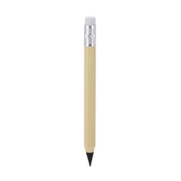 A wooden pencil with a ribbed texture and a white eraser on top. It features a silver ferrule and a sharp point.
