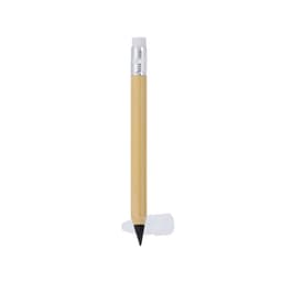 A bamboo pencil with a silver ferrule and eraser, featuring a sharpened black lead tip.