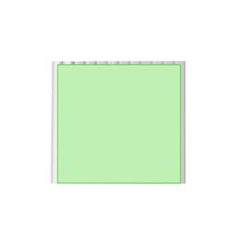 A green square with a bordered edge, featuring a smooth, solid surface.