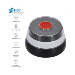 A compact tech device with a magnetic base, featuring a red button and a transparent light cover. It has an IP54 rating.