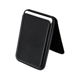 A wallet made of black leather, designed to hold cards, with a slim and minimalist profile.