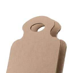 A brown cardboard product with a handle, designed as a holder for trash bags.