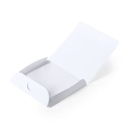 A white open box with a curved flap, featuring a clean, simple design.