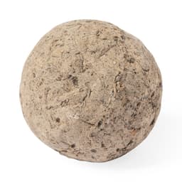 A round, earthy sphere resembling a seed ball, featuring a textured brown exterior.