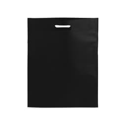 A black promotional bag with a handle, featuring a simple design and no visible branding.
