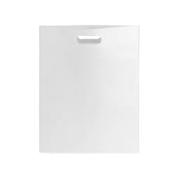 A white Blaster Bag with a handle and a smooth, glossy finish. It features a branding logo.