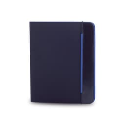 A navy and blue Mokai Folder with a sleek design and an elastic closure, featuring a branding logo.
