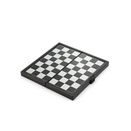 A folded black and white checkered game board with a slim design. Features a logo on the side.