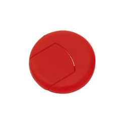 A red Apek Card Reader with a sleek, round design. It features a subtle cut-out segment on one side and a logo.
