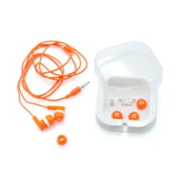 Orange Cort Earphones with a clear case and three additional earbud sizes.