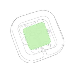 A pair of white Cort earphones sits inside a square charging case with a subtle green outline.
