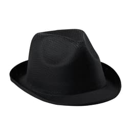 A black brimmed hat with a textured design, featuring a curved brim and an internal logo.