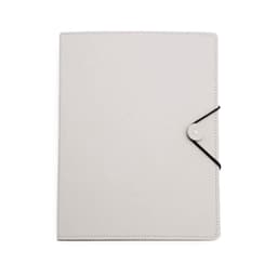A grey Vimaz Folder with a button closure and black elastic band. Features a sleek, minimalist design.