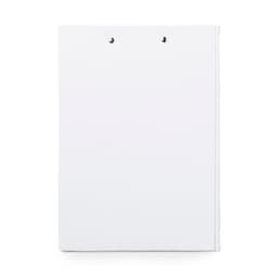 A white Clasor Folder with two hole punches at the top, designed for organisational purposes in office settings.
