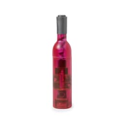 A pink corkscrew with a black top, designed for opening bottles, featuring a sleek, modern design.