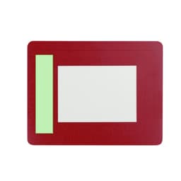 A red mousepad featuring a green photo frame section for inserting a picture. It has a smooth surface for easy mouse movement.