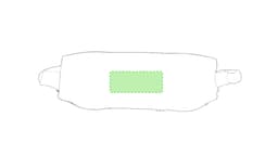 A multipurpose glasses strap in green, featuring an outline design. It includes a space for branding.