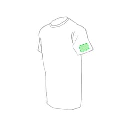 A plain T-shirt featuring short sleeves and a pocket on the right side. It has a blank design.