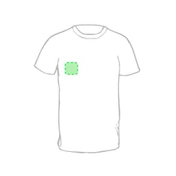 A plain t-shirt mockup in white with a square area highlighted on the chest for design placement.