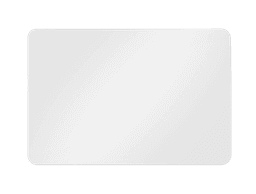 A rectangular white magnet with a smooth surface and rounded corners, featuring a subtle glossy finish.