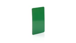 A rectangular green magnet with a glossy finish, featuring a solid colour design.