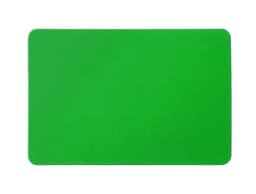 A rectangular green magnet with rounded corners, featuring a smooth surface and no visible branding.