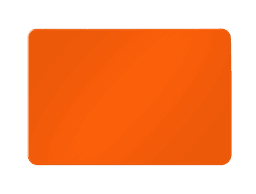 An orange rectangular magnet with rounded edges, featuring a smooth surface and a subtle sheen.