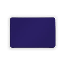 A purple rectangular magnet featuring a smooth surface and rounded edges, with a logo on one side.
