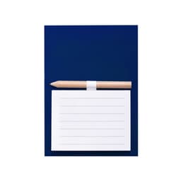 A magnetic to-do list featuring a white notepad with lined sections and a wooden pencil, set against a dark blue background.