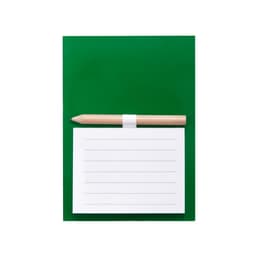 A green magnetic to-do list with a white notepad and a wooden pencil attached.