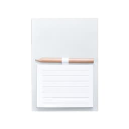 A magnetic to-do list in white featuring a blank lined note pad and a wooden pencil.