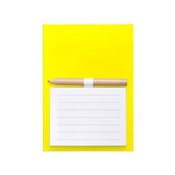 A yellow magnetic to-do list pad with a white lined notepad and a wooden pencil.