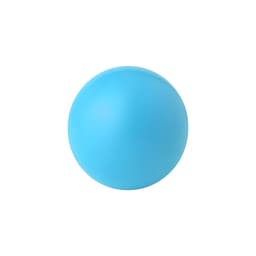 A blue stress ball featuring a smooth surface and a round shape. It has a minimalist design without any logos.