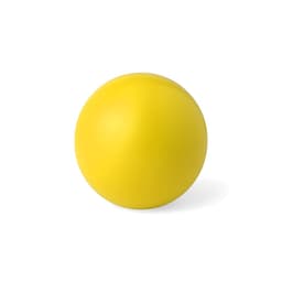 A yellow stress ball with a smooth, matte finish, perfect for relieving stress and encouraging playful interaction.