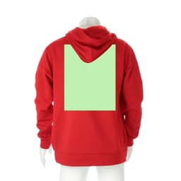 A red adult technical sweatshirt with a hood, featuring a blank space on the back for customisation.