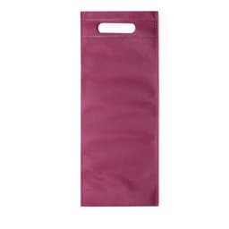 A maroon bag with a handle, featuring a simple design and a logo. Suitable for miscellaneous uses.