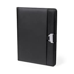 A black Bretux Folder with a sleek textured finish and a metal clasp. Ideal for business or office use.