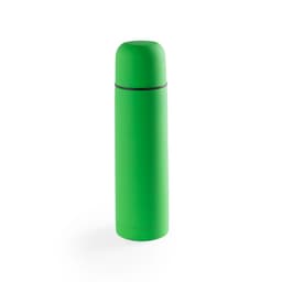 A drink bottle featuring a sleek design in bright green, with a rounded cap and a minimalist profile.